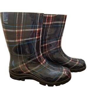 Asgard - Women's Plaid Waterproof Rubber Boots Mid Shaft Size 41
